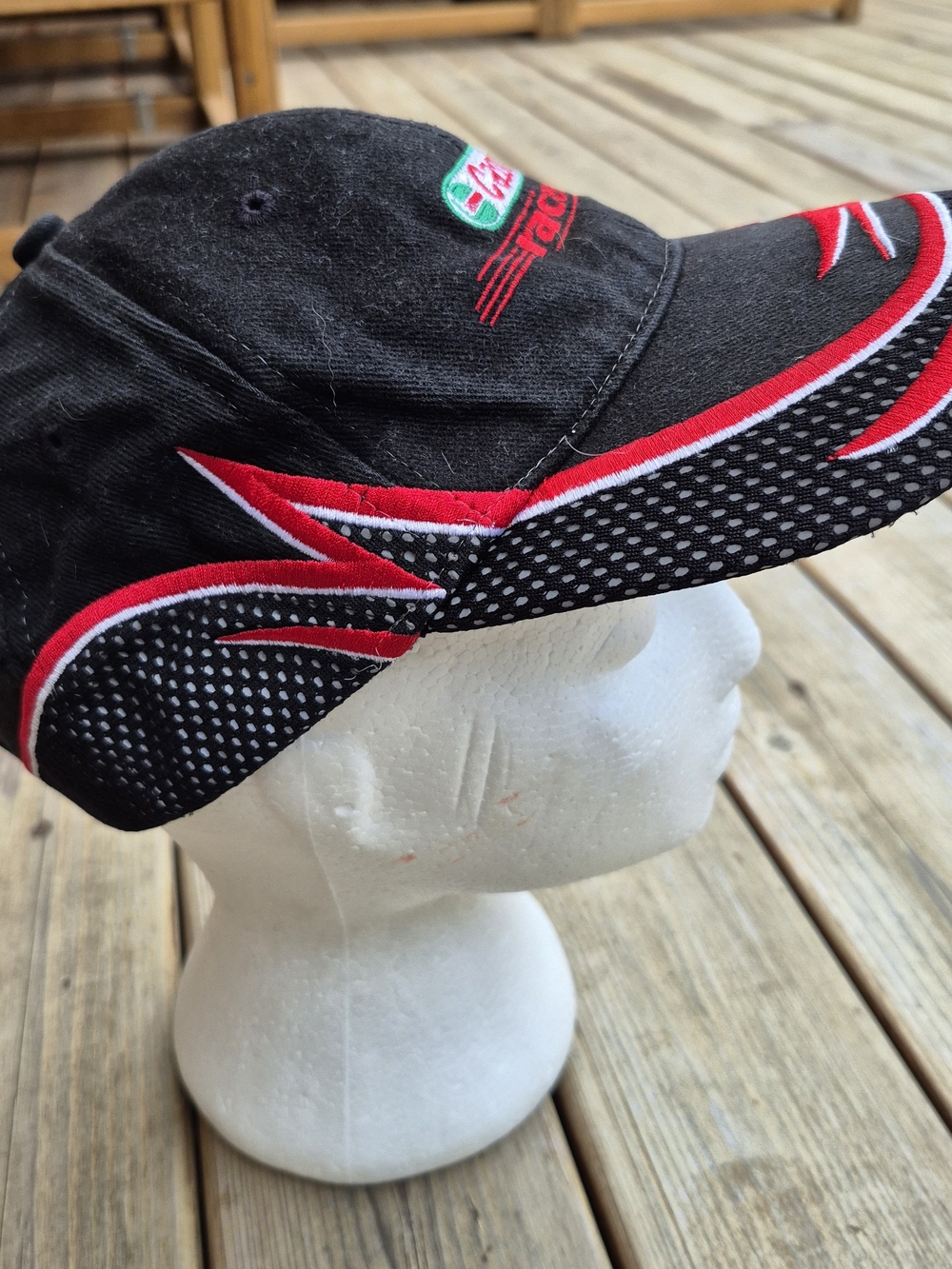 Astr Black and Red Racing-Style Cap with Castrol Raceway Patch - Picture 3 of 5
